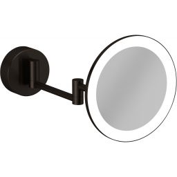 Kludi Vela R lusterko kosmetyczne 20,2x20,2 cm okrągłe z oświetleniem czarny szczotkowany 58995N2W
