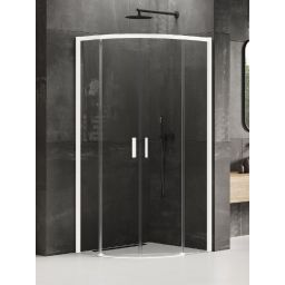 New Trendy Prime kabina prysznicowa 80x80 cm półokrągła biały mat/szkło przezroczyste K-3560