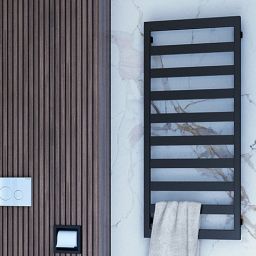 Oltens Benk grzejnik elektryczny 91x50 cm czarny mat 55104300