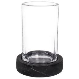 Q-Bath Pure Natural kubek na szczoteczki czarny marmur/szkło przezroczyste AWD02341540