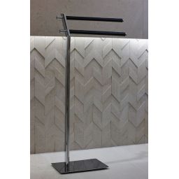 Q-Bath Modern Look wieszak na ręcznik podwójny stojący chrom/czarny AWD02341561
