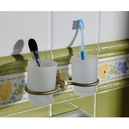 Sapho Diamond uchwyt z dwoma szklankami brąz/szkło mleczne 1318-05