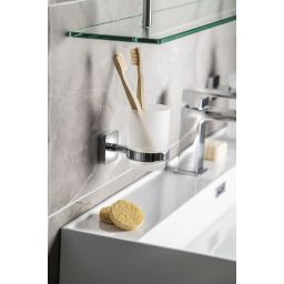 Sapho Insia kubek na szczoteczki z uchwytem ściennym szkło mleczne/chrom IS004