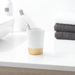 Sealskin Glossy kubek na szczoteczki biały-złoty 362320449