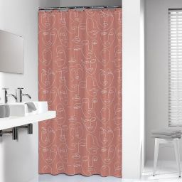 Sealskin Mind zasłona prysznicowa 180x200 cm PEVA ciemny różowy/biały 800147