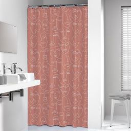 Sealskin Mind zasłona prysznicowa 180x200 cm PEVA ciemny różowy/biały 800147