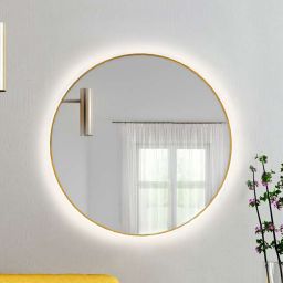 Baltica Design Bright lustro 90 cm okrągłe z oświetleniem LED złote barwa ciepła