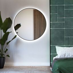 Baltica Design Bright lustro 80 cm okrągłe z oświetleniem LED czarne barwa zimna