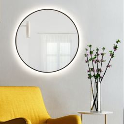 Baltica Design Bright lustro 90 cm okrągłe z oświetleniem LED czarne barwa neutralna