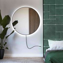 Baltica Design Electra lustro 50 cm okrągłe z oświetleniem LED czarne barwa zimna