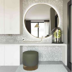 Baltica Design Electra lustro 60 cm okrągłe z oświetleniem LED złote barwa zimna