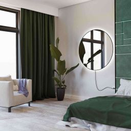 Baltica Design Electra lustro 70 cm okrągłe z oświetleniem LED czarne barwa neutralna