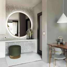 Baltica Design Electra lustro 70 cm okrągłe z oświetleniem LED złote barwa neutralna