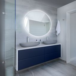 Baltica Design Bright lustro 100 cm okrągłe z oświetleniem LED srebrne barwa zimna