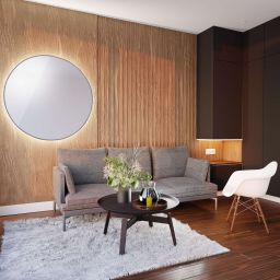 Baltica Design Bright lustro 90 cm okrągłe z oświetleniem LED srebrne barwa neutralna