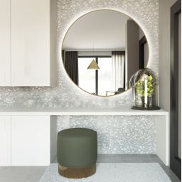 Baltica Design Bright lustro 100 cm okrągłe z oświetleniem LED złote barwa zimna