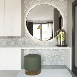 Baltica Design Bright lustro 50 cm okrągłe z oświetleniem LED złote barwa zimna