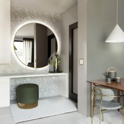 Baltica Design Bright lustro 60 cm okrągłe z oświetleniem LED złote barwa zimna