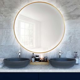 Baltica Design Bright lustro 70 cm okrągłe z oświetleniem LED złote barwa neutralna