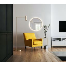 Baltica Design Bright lustro 80 cm okrągłe z oświetleniem LED złote barwa ciepła
