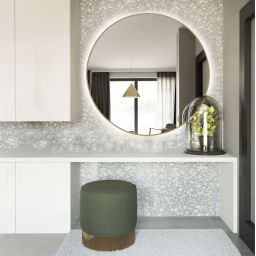 Baltica Design Bright lustro 80 cm okrągłe z oświetleniem LED złote barwa zimna