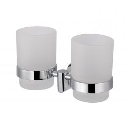 Stella Classic kubek do mycia zębów podwójny z uchwytem ściennym chrom/szkło matowe 07.412