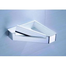 Stella koszyk łazienkowy ze ściągaczką ścienny narożny stal polerowana/biały 16.070