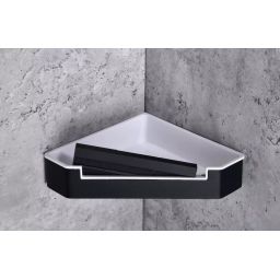 Stella koszyk łazienkowy ze ściągaczką ścienny narożny czarny mat/biały 16.070-B