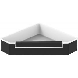 Stella koszyk łazienkowy ze ściągaczką ścienny narożny czarny mat/biały 16.070-B