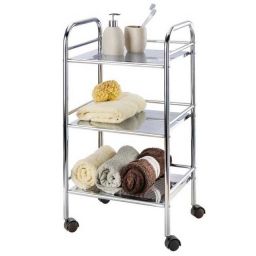 Wenko Exclusiv regał łazienkowy z kółkami stojący srebrny 12285100