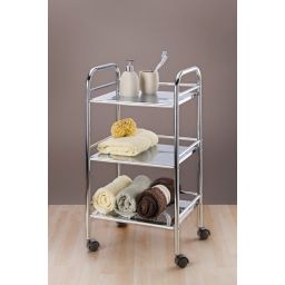 Wenko Exclusiv regał łazienkowy z kółkami stojący srebrny 12285100