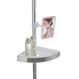 Wenko Premium regał łazienkowy narożny teleskopowy z lusterkiem srebrny 20349100
