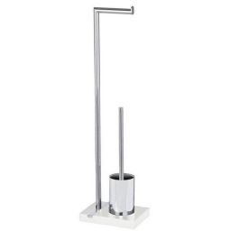 Wenko Noble stojak na papier toaletowy ze szczotką do WC 2w1 srebrny/biały 20486100