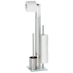 Wenko Rivalta stojak na papier toaletowy ze szczotką do WC 3w1 srebrny 21564100