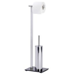 Wenko Lava stojak na papier toaletowy ze szczotką do WC 2w1 srebrny 22091100