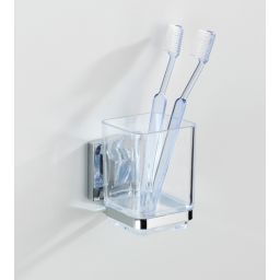 Wenko VL Quadro kubek na szczoteczki ścienny srebrny/przezroczysty 22680100