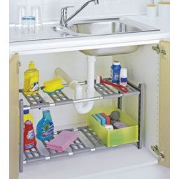 Wenko Flexi półka kuchenna pod zlewozmywak stojąca teleskopowa szary 2768010100