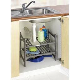 Wenko Flexi półka kuchenna pod zlewozmywak stojąca teleskopowa szary 2768010100