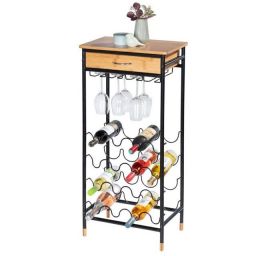 Wenko Loft stojak na butelki z uchwytem i szufladą brązowy/czarny 50705100