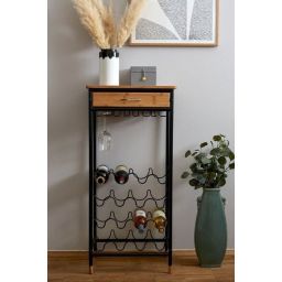 Wenko Loft stojak na butelki z uchwytem i szufladą brązowy/czarny 50705100