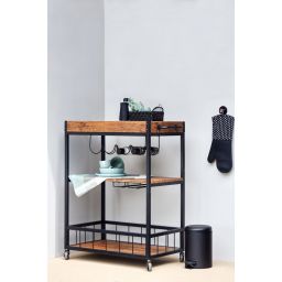 Wenko Rustico regał kuchenny z kółkami brązowy/czarny 54125100