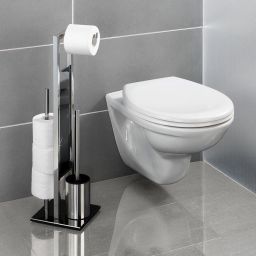 Wenko Rivalta stojak na papier toaletowy z uchwytem i szczotką do WC czarny/srebrny 22983100