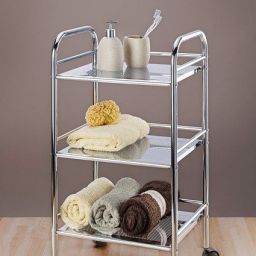 Wenko Exclusiv regał łazienkowy z kółkami stojący srebrny 12285100