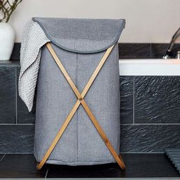 Wenko Bahari kosz na pranie składany szary/brązowy 62211100