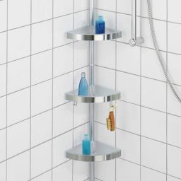 Wenko Premium regał łazienkowy narożny teleskopowy z lusterkiem srebrny 20349100