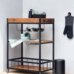 Wenko Rustico regał kuchenny z kółkami brązowy/czarny 54125100