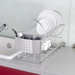 Wenko suszarka do naczyń i pojemnik na sztućce 2w1 szary/srebrny 2329100