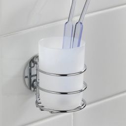 Wenko Turbo-Loc rund Stahl kubek na szczoteczki ścienny biały/srebrny 18779100