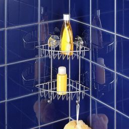 Wenko Bari półka łazienkowa 22,5 cm narożna podwójna srebrny 20888100