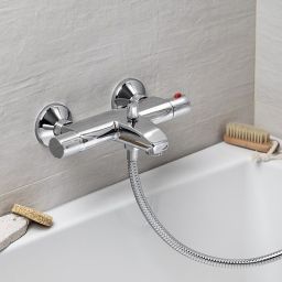 Aqualine Action bateria wannowo-prysznicowa ścienna termostatyczna chrom MB106